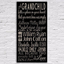 Load image into Gallery viewer, Grandchildren Names and Birth Date Wooden Sign