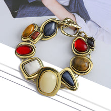 Load image into Gallery viewer, Colorful natural stone crystal glass exaggerated bracelet women&#39;s high-end accessory