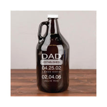 Load image into Gallery viewer, Personalized Engraved 64 oz. Glass Growler for Dad or Grandpa