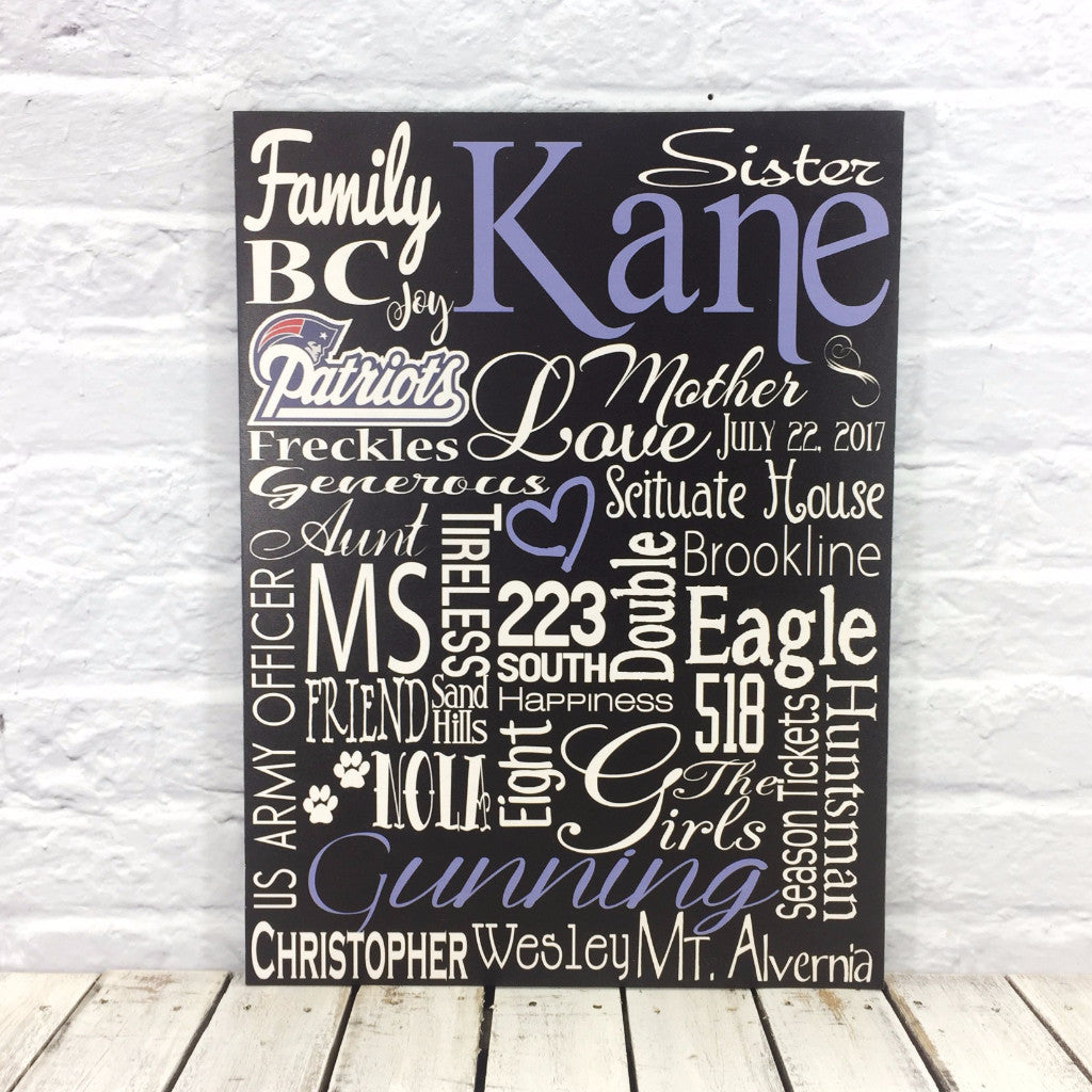 Personalized Wooden Family Name Sign on Tin or Wood