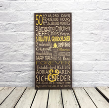 Load image into Gallery viewer, 50 Year Anniversary Personalized Wooden Subway Sign