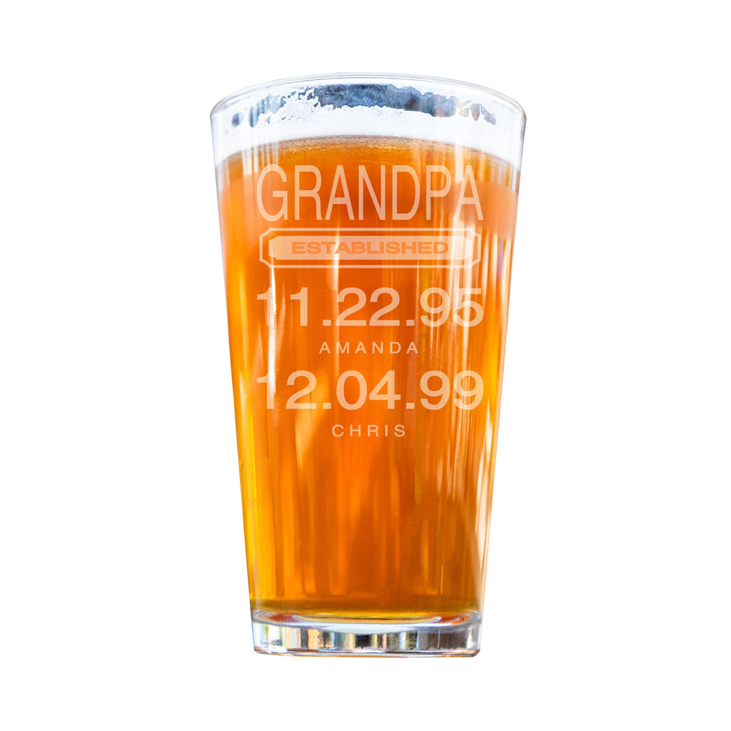 Personalized Dad Established Engraved 16 oz. Pint Glass