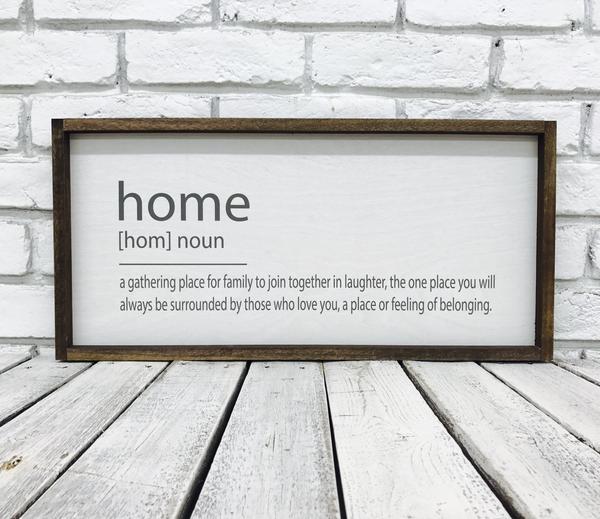 "Home [Home] Noun..." Wooden Farmhouse Home Decor Sign