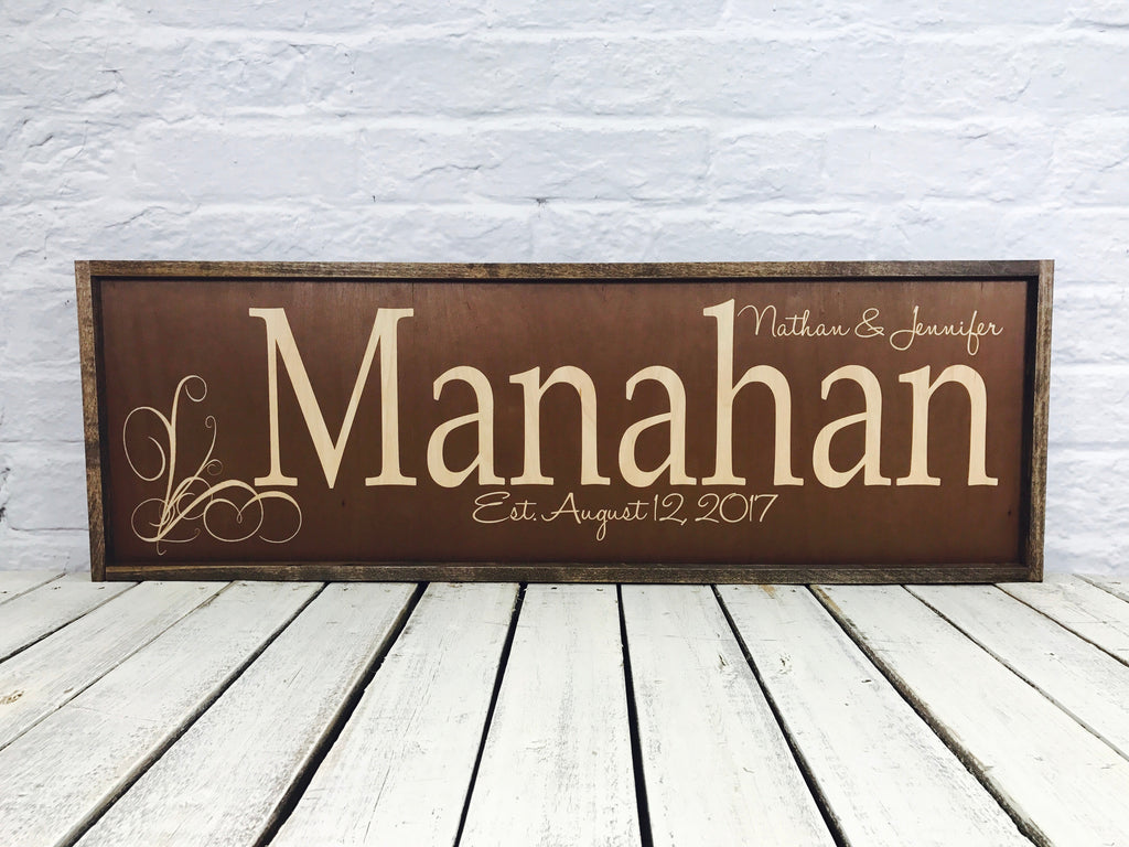 Personalized Last Name Distressed Wood Framed Sign