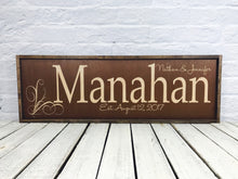 Load image into Gallery viewer, Personalized Last Name Distressed Wood Framed Sign