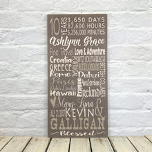 Load image into Gallery viewer, 10 Year Personalized Wooden Anniversary Subway Sign