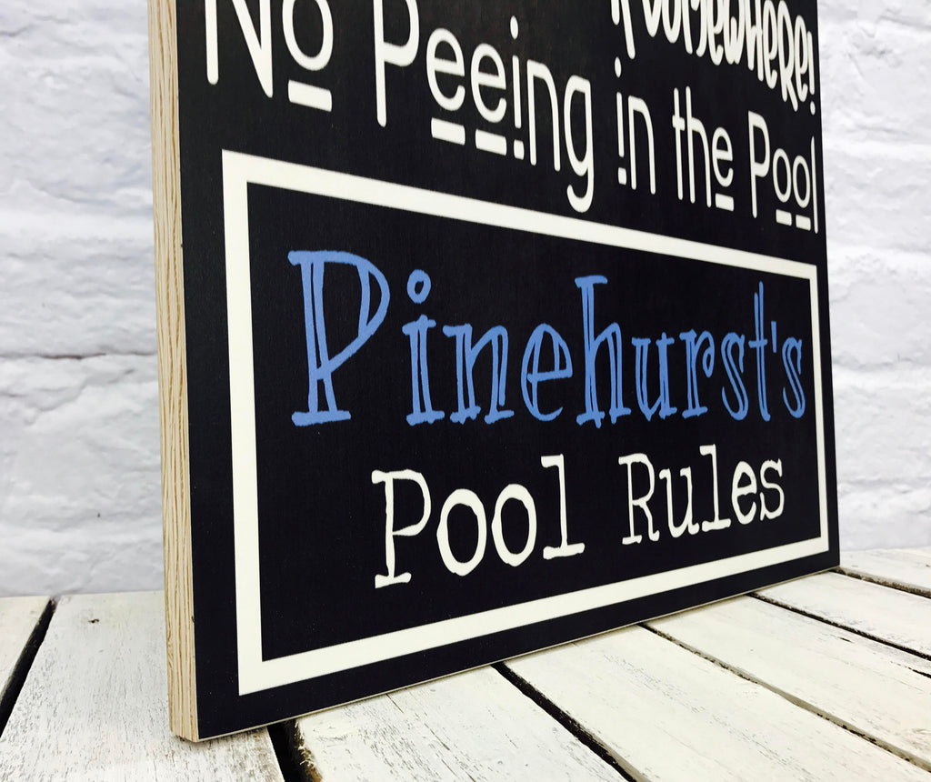 Personalized Pool Last Name Wood Sign