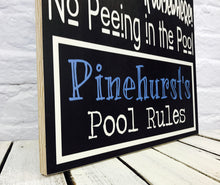 Load image into Gallery viewer, Personalized Pool Last Name Wood Sign