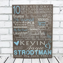 Load image into Gallery viewer, 10 Year Personalized Wooden Anniversary Subway Sign