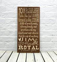 Load image into Gallery viewer, 10 Year Personalized Wooden Anniversary Subway Sign