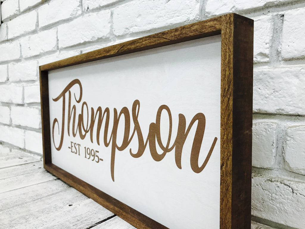 Personalized Family Name Wooden Framed Sign