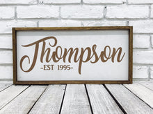 Load image into Gallery viewer, Personalized Family Name Wooden Framed Sign