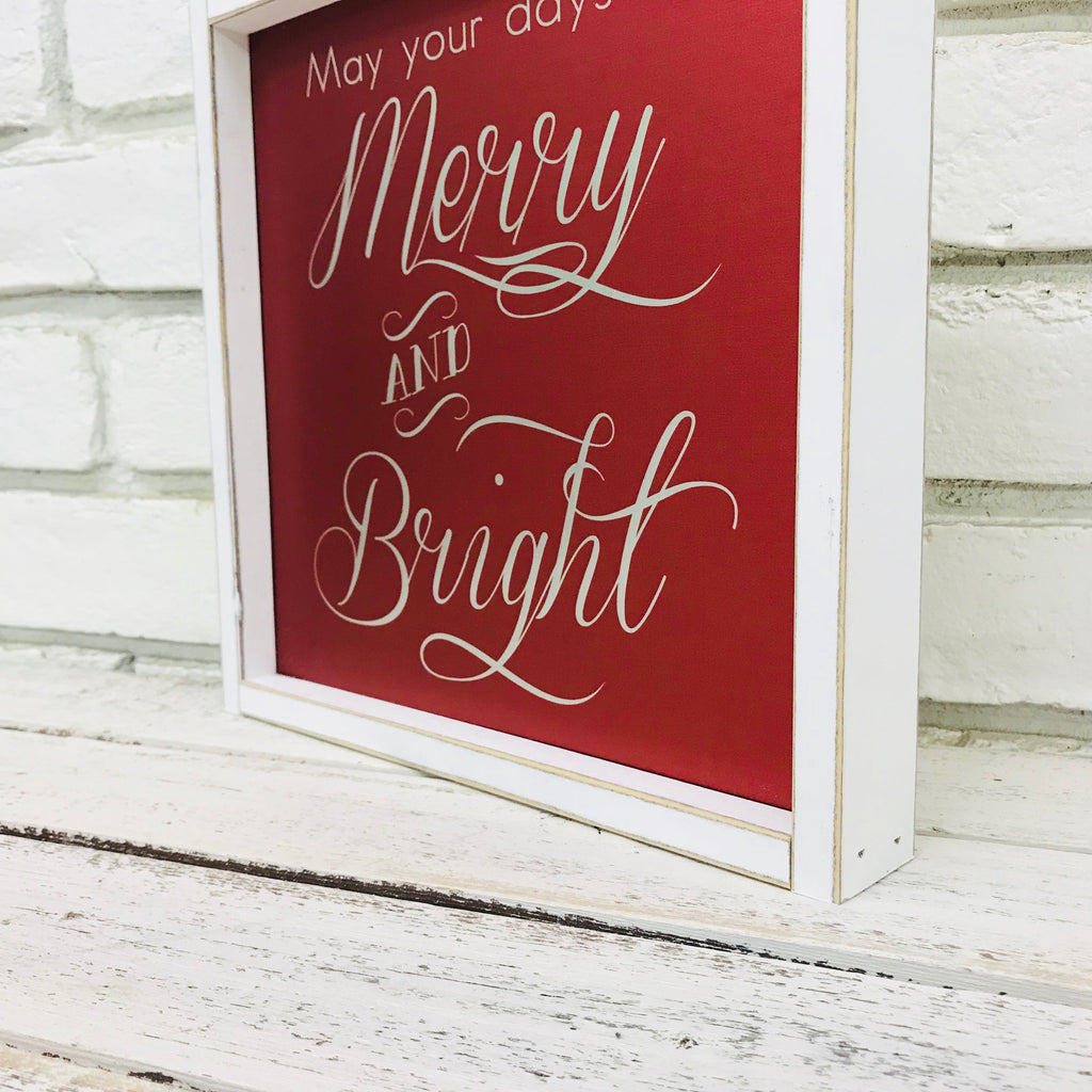 "Merry and Bright" Red and Silver Tin Christmas Decor