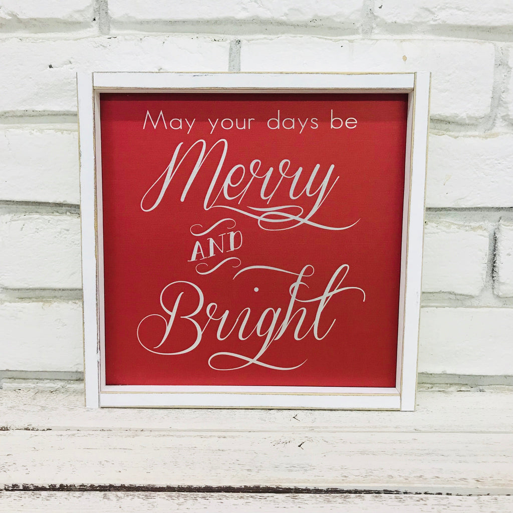 "Merry and Bright" Red and Silver Tin Christmas Decor