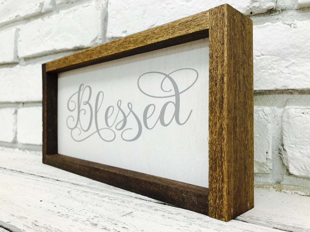 "Blessed" Wooden Farmhouse Home Decor Sign