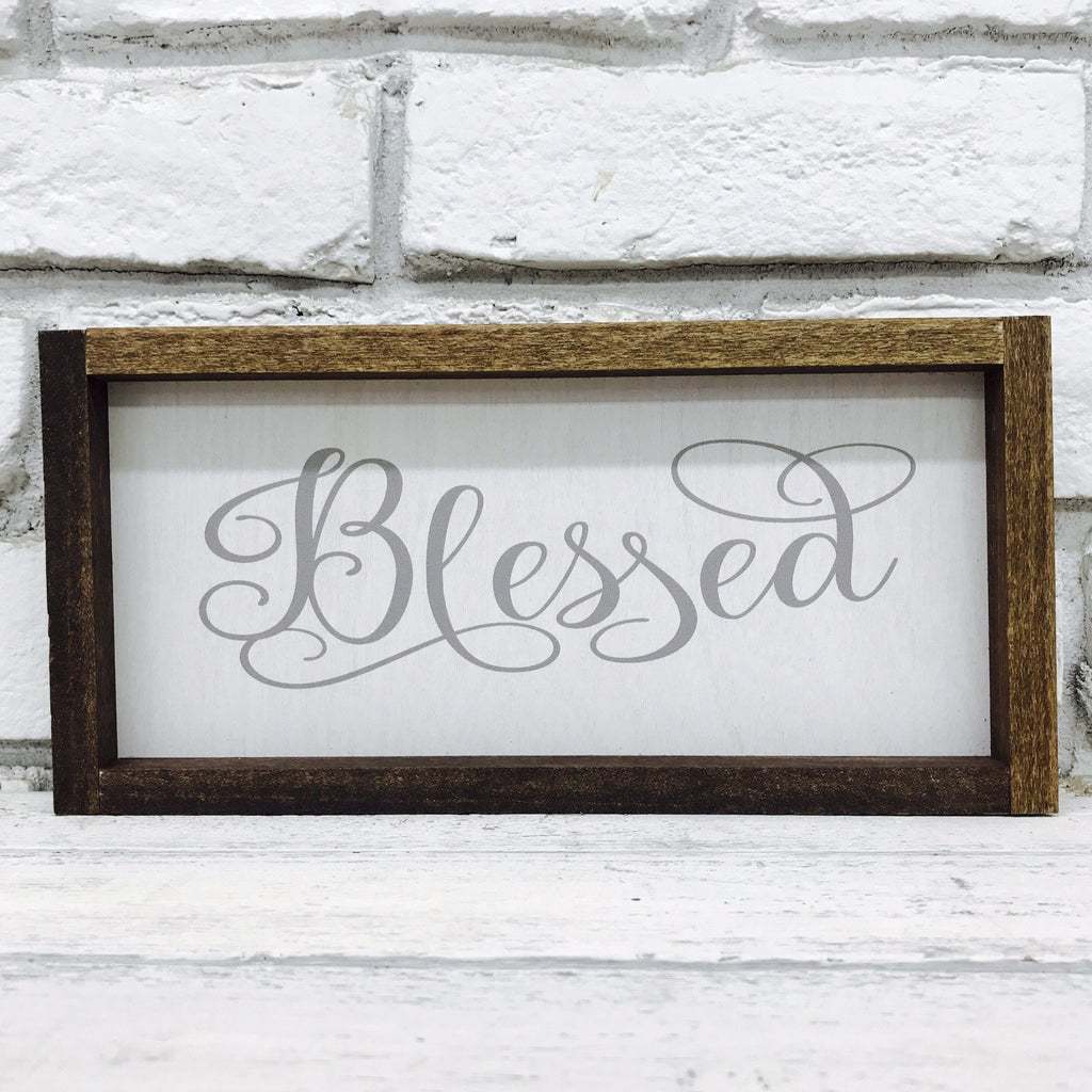 "Blessed" Wooden Farmhouse Home Decor Sign