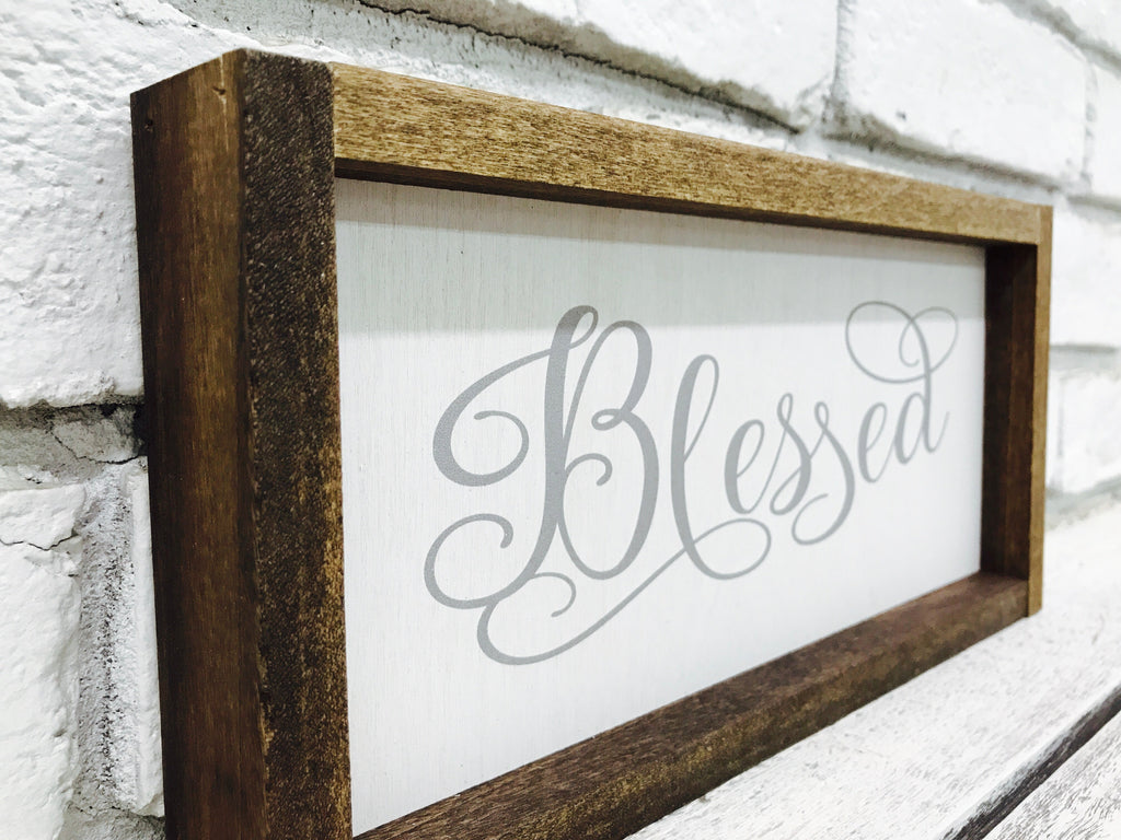 "Blessed" Wooden Farmhouse Home Decor Sign