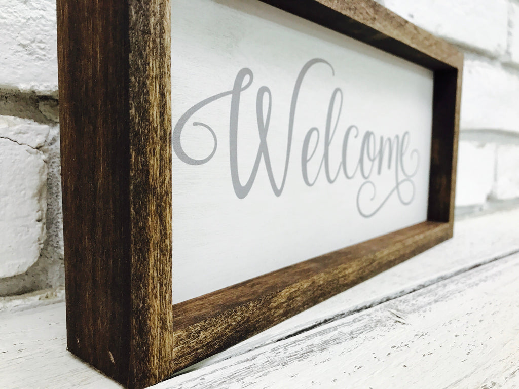 "Welcome" Wooden Farmhouse Home Decor Sign