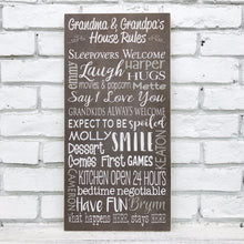 Load image into Gallery viewer, &quot;Grandma and Grandpa&#39;s House Rules&quot; Wooden Sign