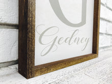 Load image into Gallery viewer, Personalized Family Last Name and Initial Sign on Wood