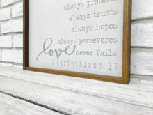 Load image into Gallery viewer, &quot;Love is Patient...&quot; Wooden Sign