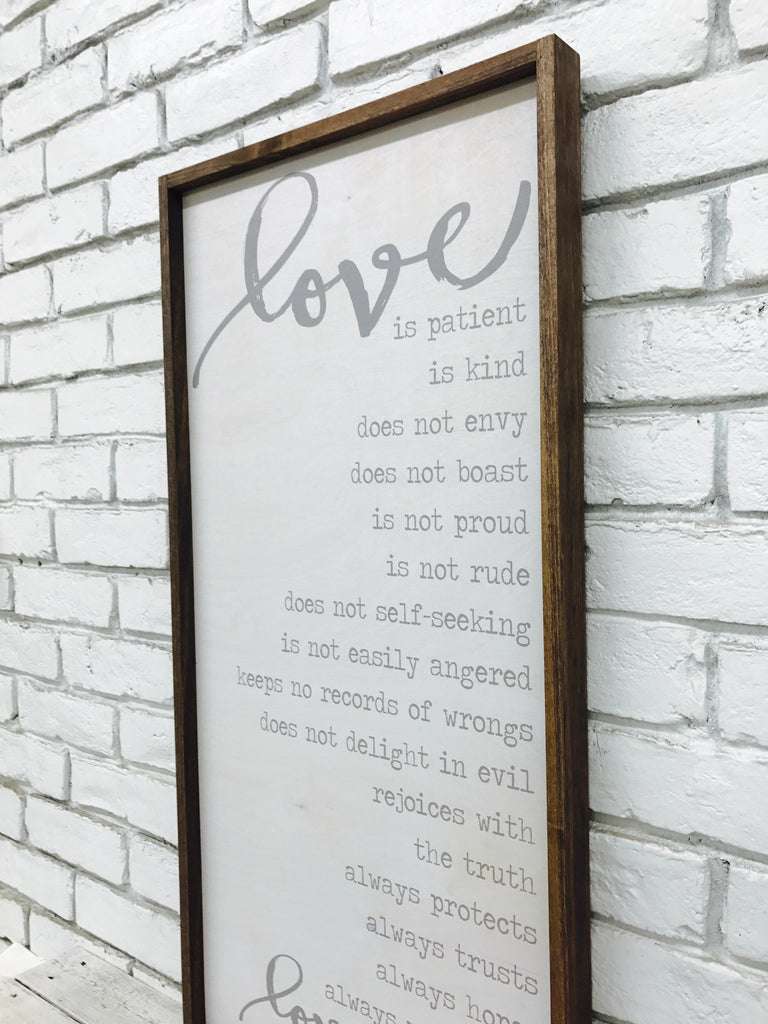 "Love is Patient..." Wooden Sign