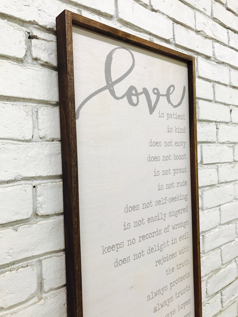 "Love is Patient..." Wooden Sign