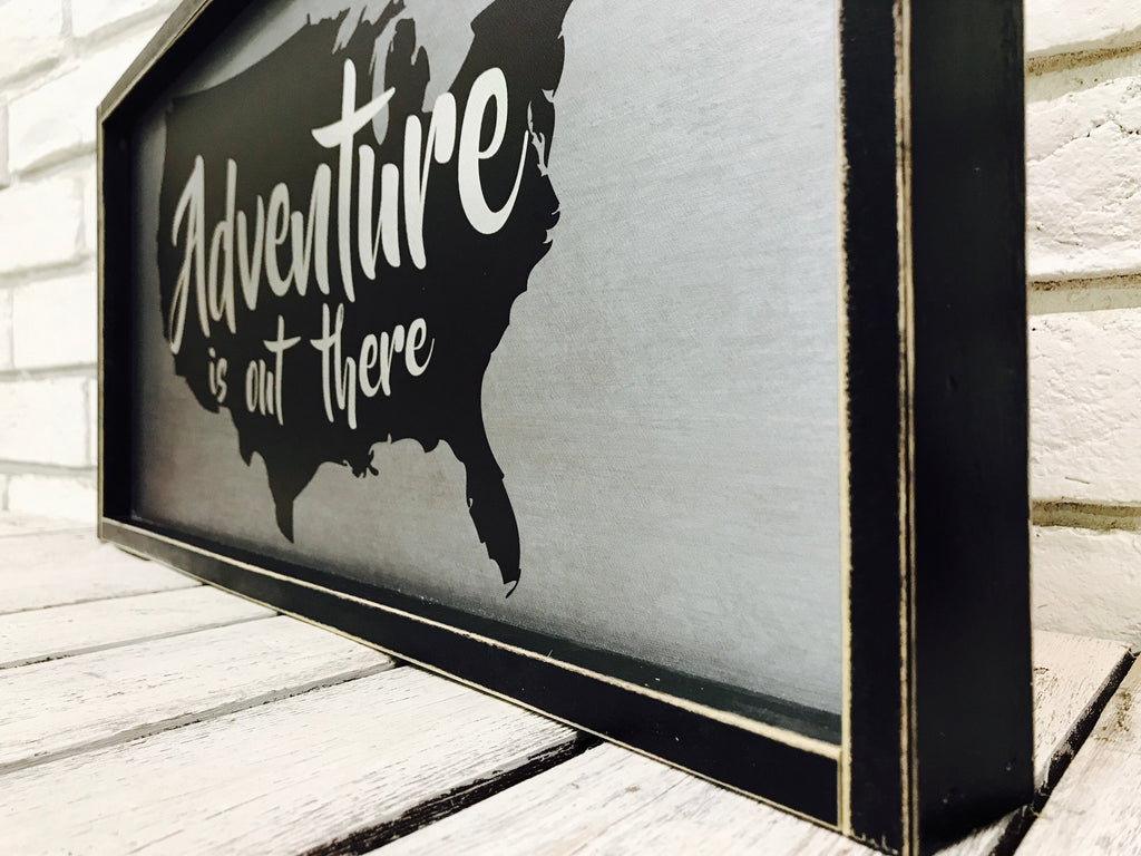 "Adventure is Out There" Wooden Sign