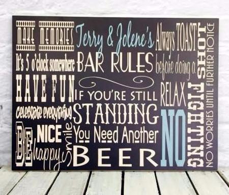 Personalized Bar Rules MDO Sign