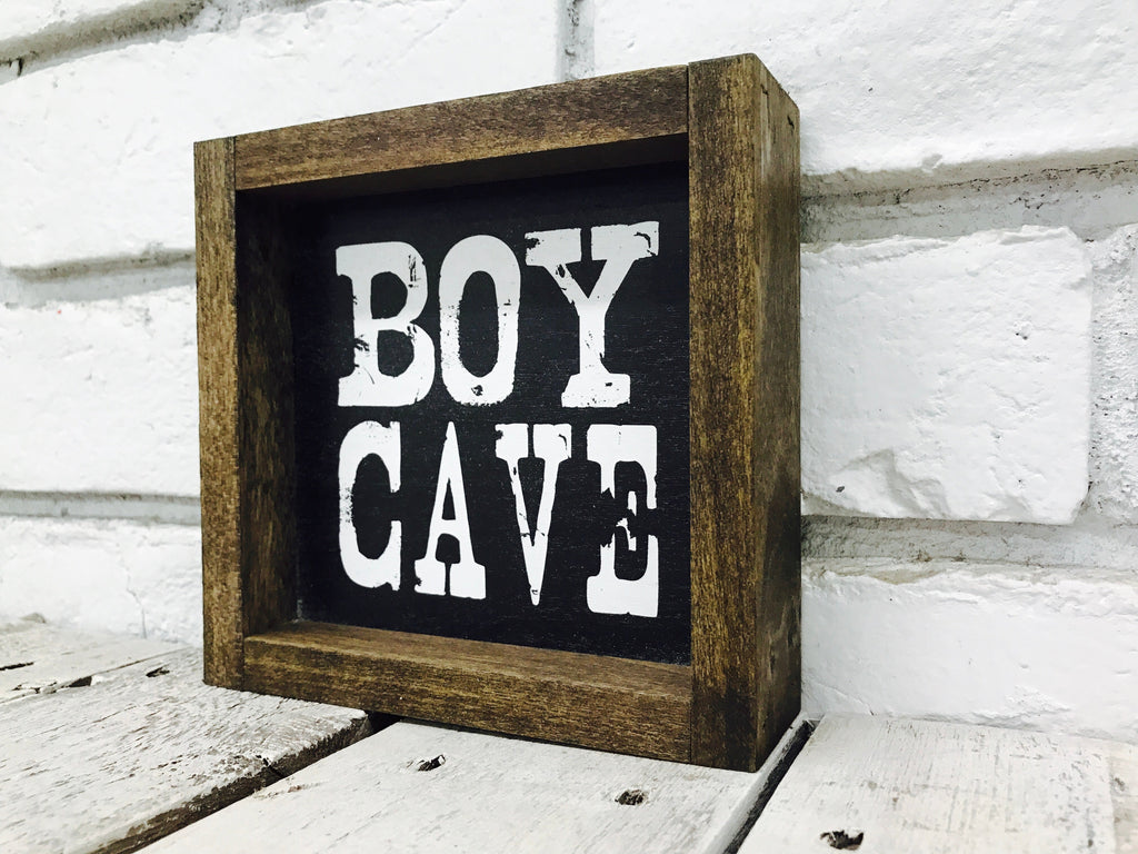 "Boy Cave" Wooden Sign