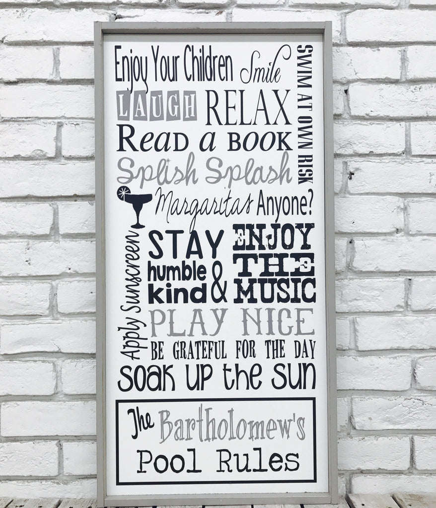 Personalized Pool Rules Last Name Wooden Sign