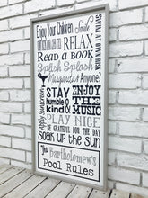 Load image into Gallery viewer, Personalized Pool Rules Last Name Wooden Sign