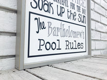 Load image into Gallery viewer, Personalized Pool Rules Last Name Wooden Sign