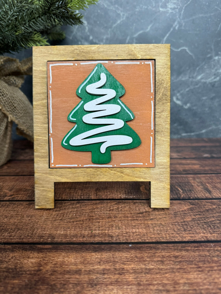 Christmas Leaning Sandwich Board Tiles Sports Interchangeable Tree Cookie  