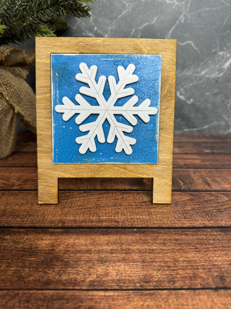 Christmas Leaning Sandwich Board Tiles Sports Interchangeable Snowflake  