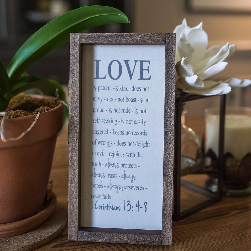 "Love is Patient" Wooden Farmhouse Home Decor Sign