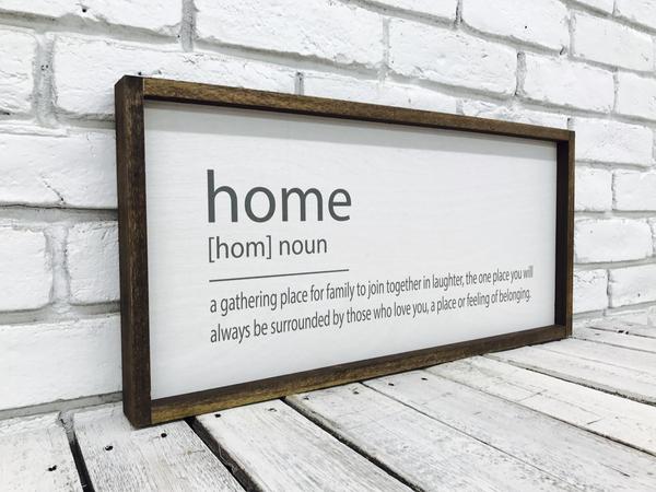 "Home [Home] Noun..." Wooden Farmhouse Home Decor Sign