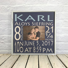 Load image into Gallery viewer, Personalized Baby Stat Sign with Photo - Wood